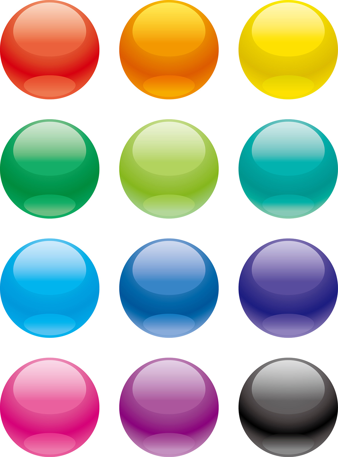 12色の水玉模様のイラスト
