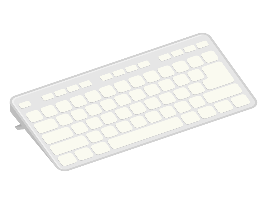 小さめの、白いキーボードのイラスト